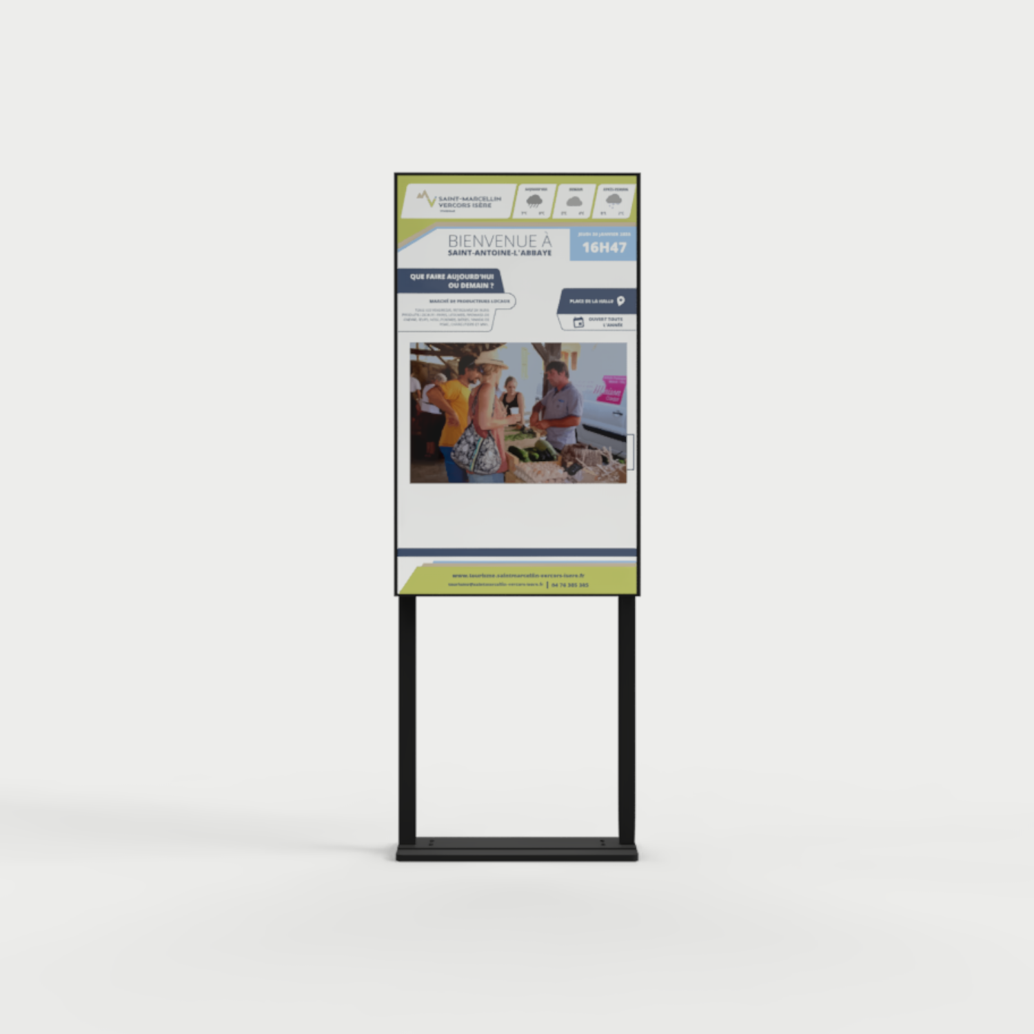 Totem vitrine 55 pouces 2025 BNG arriere face fond