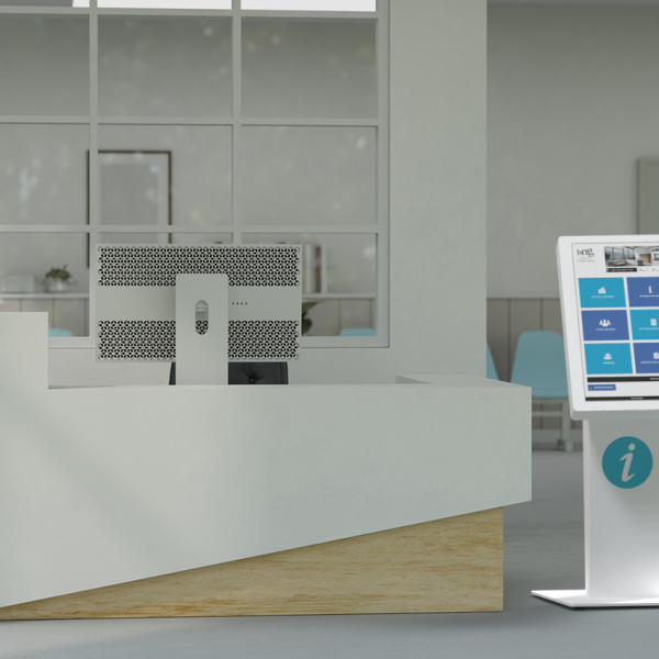 Pupitre 32 pouces blanc portrait montage-Vue active Pupitre 32 pouces blanc portrait montage-Vue active