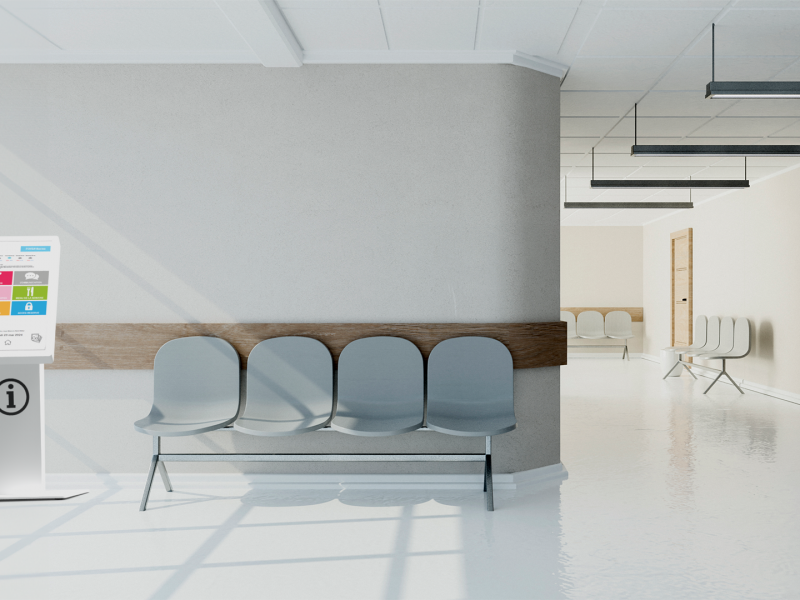 Pupitre 32 pouces blanc portrait montage medico-Vue active