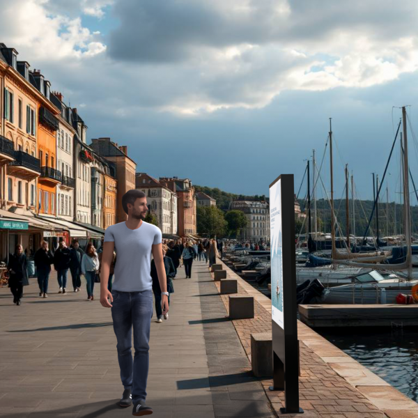 homme qui marche ecran double pieds port-Caméra 2